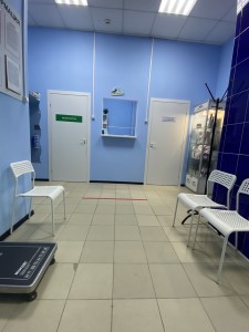 Интерьер входа в клинике Кот Матроскин